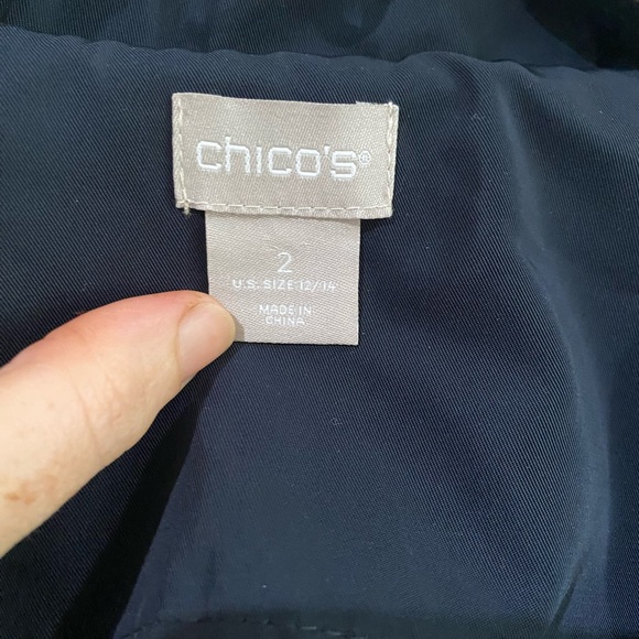 Chicos Eyelet Jacket Sz 2 L Navy Zip Front Lightweight Womens Long Sleeve - Picture 6 of 13